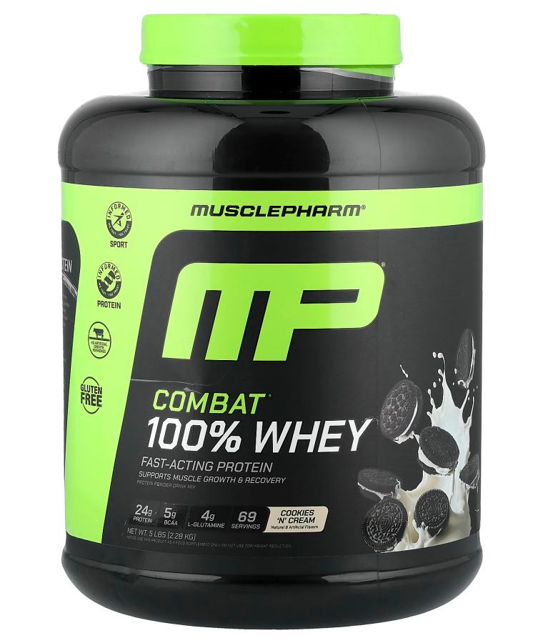 MusclePharm Combat® 100% Whey Protein Powder Cookies 'N' Cream 5 lbs (2.28 kg)