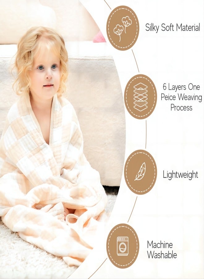 iMissiu Ultra Soft Muslin Baby Blanket, Made of Viscose from Bamboo and Muslin from Cotton, A Versatile 6-Layer Swaddle and Bed Blanket for Babies, Toddlers (2Pack) - Image 2