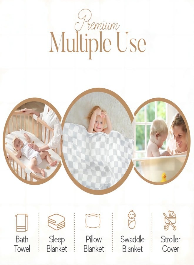 iMissiu Ultra Soft Muslin Baby Blanket, Made of Viscose from Bamboo and Muslin from Cotton, A Versatile 6-Layer Swaddle and Bed Blanket for Babies, Toddlers (2Pack) - Image 4
