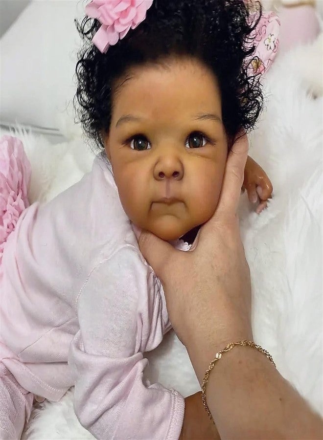 Zero Pam Silicone Reborn Baby Dolls Black Girl-19 Inch Realistic Baby Dolls, African American, Black Reborn Babys Doll That Look Real, Cloth Body with Accessories Realistic Doll for Kids Age 3+ - Image 2
