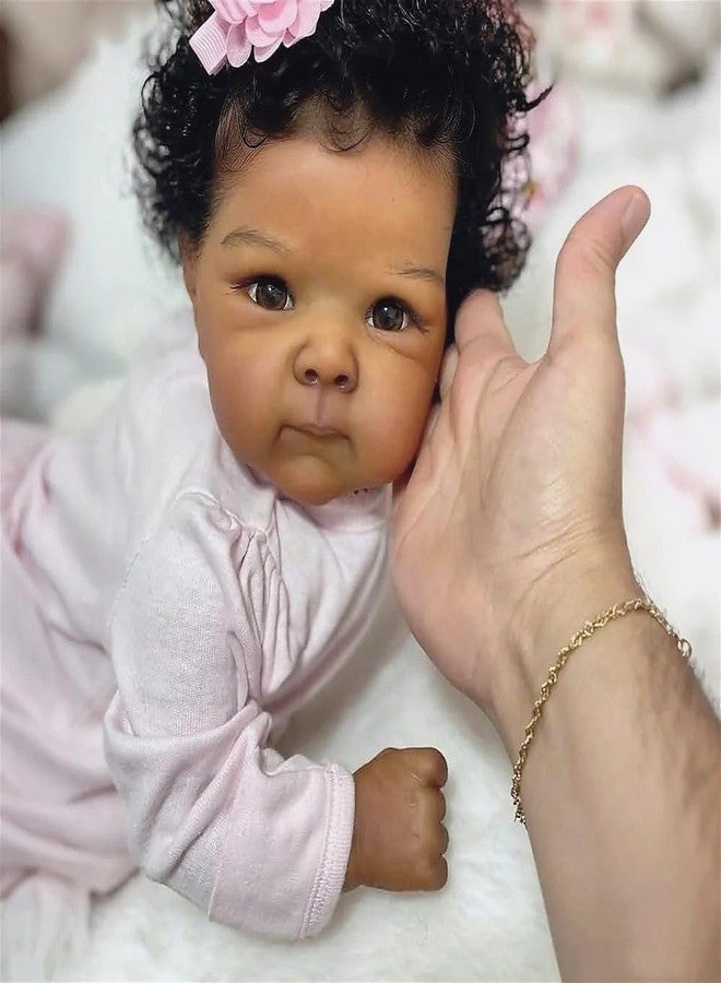 Zero Pam Silicone Reborn Baby Dolls Black Girl-19 Inch Realistic Baby Dolls, African American, Black Reborn Babys Doll That Look Real, Cloth Body with Accessories Realistic Doll for Kids Age 3+ - Image 1