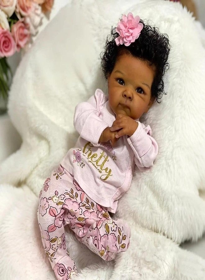 Zero Pam Silicone Reborn Baby Dolls Black Girl-19 Inch Realistic Baby Dolls, African American, Black Reborn Babys Doll That Look Real, Cloth Body with Accessories Realistic Doll for Kids Age 3+ - Image 5