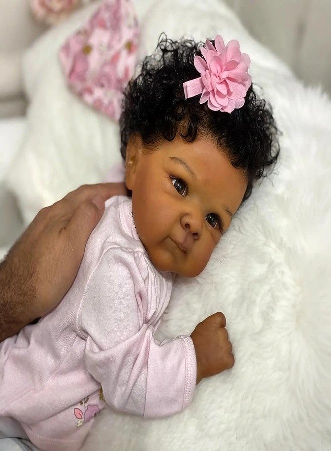 Zero Pam Silicone Reborn Baby Dolls Black Girl-19 Inch Realistic Baby Dolls, African American, Black Reborn Babys Doll That Look Real, Cloth Body with Accessories Realistic Doll for Kids Age 3+ - Image 3