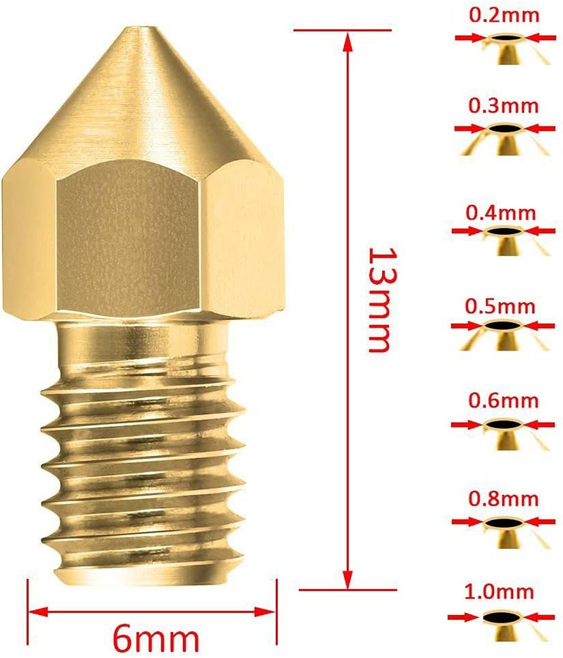 tooloflife MK8 Nozzle 24 PCS Extruder Print Head in 7 Different Sizes Compatible with All 1.75 mm PLA ABS 3D Printer for 3D Printer Makerbot Creality CR-10 - Image 4