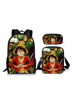 Cartoon anime backpack for primary and secondary school students, large capacity casual lightweight backpack, cartoon shoulder bag, pencil case, pencil case, and pencil case
