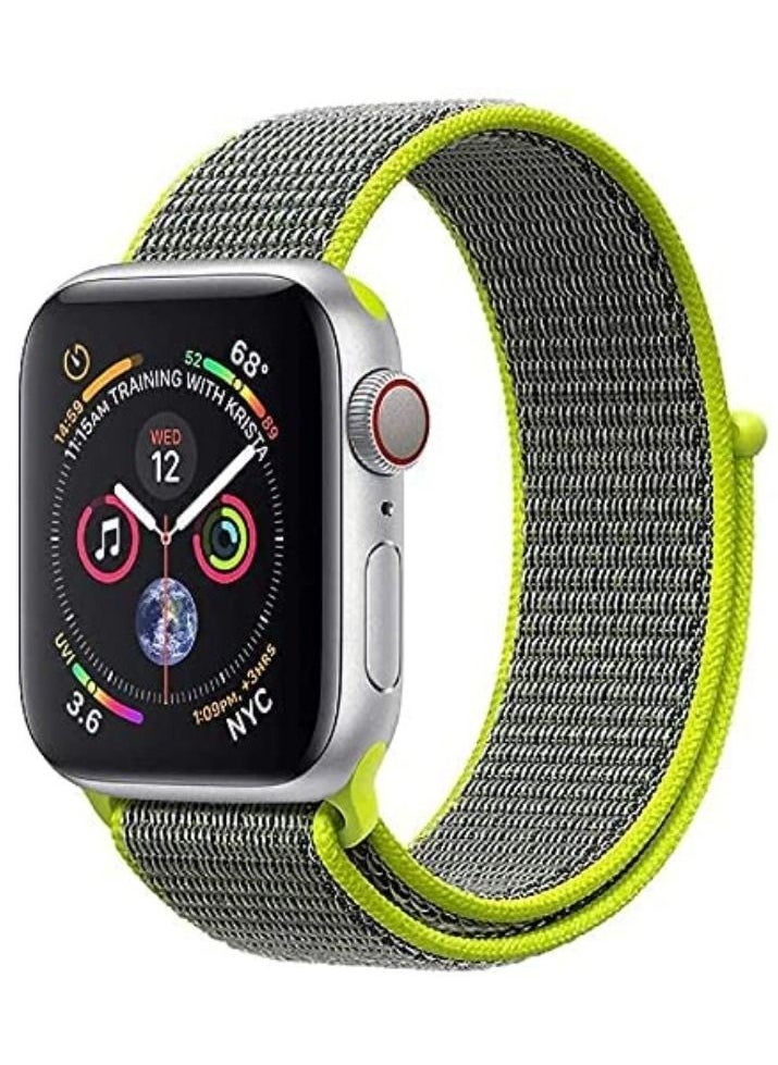 VITION سوار رياضي من النايلون لساعة Apple Watch مقاس 45 مم و44 مم و42 مم، حزام بديل ناعم لسلسلة iWatch Series 7/ 6/ SE/ 5/4/3/2/1 (رمادي أخضر)  - Image 1