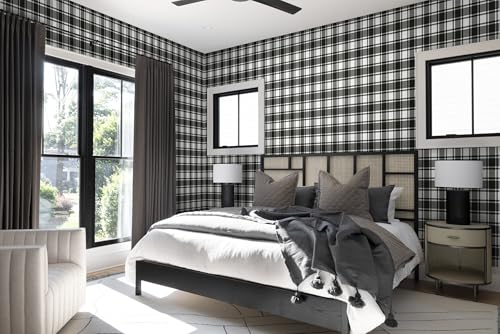 Guvana 17.7"x197" Black and White Peel and Stick Wallpaper Trellis Removable Contact Paper Modren Self-Adhesive Waterproof Wallpaper for Wall Paper Bedroom Shelves Drawer Liner Decorative - Image 3