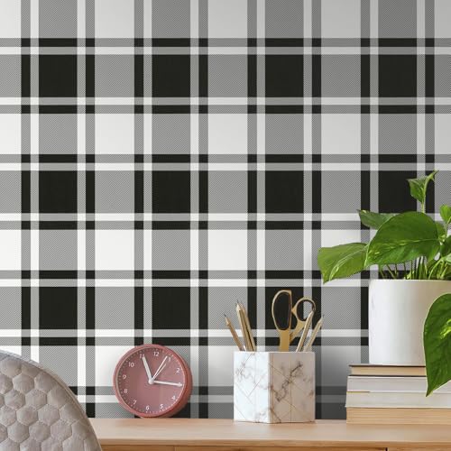 Guvana 17.7"x197" Black and White Peel and Stick Wallpaper Trellis Removable Contact Paper Modren Self-Adhesive Waterproof Wallpaper for Wall Paper Bedroom Shelves Drawer Liner Decorative - Image 1
