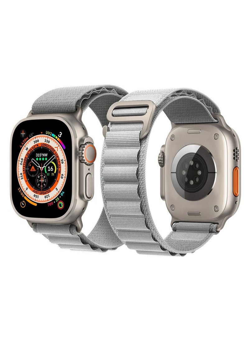 CATANES - Apple Watch Band 49mm 45mm 44mm 42mm Alpine Loop Band Women Men Adjustable with Metal G-Hook Strap for iWatch Ultra Series SE 8/7/6/5/4/3/2/1 Grey - Image 1