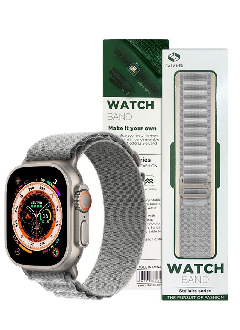CATANES - Apple Watch Band 49mm 45mm 44mm 42mm Alpine Loop Band Women Men Adjustable with Metal G-Hook Strap for iWatch Ultra Series SE 8/7/6/5/4/3/2/1 Grey - Image 1