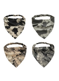 Hair Scarf Headband For Women Elastic Hair Kerchief Boho Large Triangle Bandana Head Scarf Tie Dye Headbands Scarves For Girls (4 Pcs Brown Tie Dye)