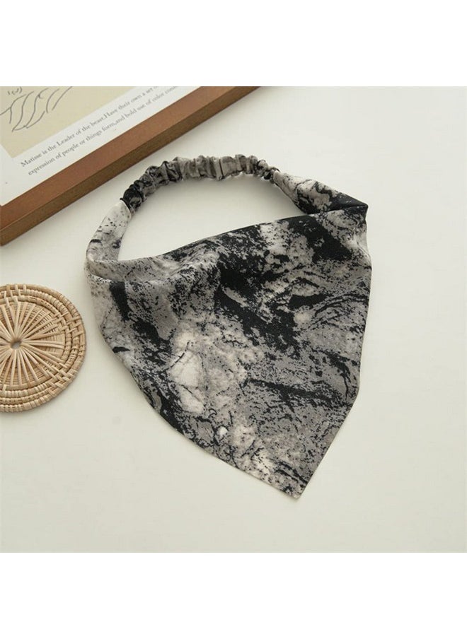 DINPREY - Hair Scarf Headband For Women Elastic Hair Kerchief Boho Large Triangle Bandana Head Scarf Tie Dye Headbands Scarves For Girls (4 Pcs Brown Tie Dye) - Image 1