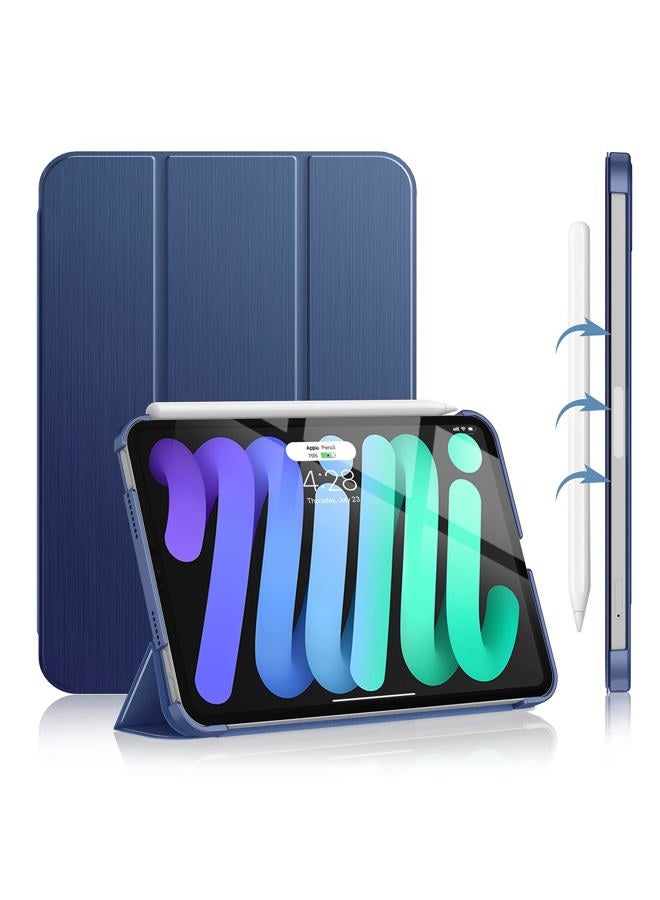 Soke for iPad Mini 7 Case A17 Pro, iPad Mini 7th/6th Generation 2024/2021- [Slim Trifold Stand + Auto Wake/Sleep], Protective Hard PC Back Cover for Apple iPad Mini 7/6 Gen 8.3 Inch - Navy - Image 1