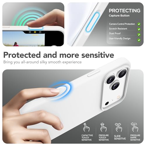GONEZ Magnetic for iPhone 17 Pro Max Case, Compatible with MagSafe, [Screen Protector + Camera Lens Protector], Liquid Silicone Anti-Scratch Shockproof Protective Phone Case 6.9 inch, White - Image 5