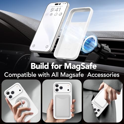 GONEZ Magnetic for iPhone 17 Pro Max Case, Compatible with MagSafe, [Screen Protector + Camera Lens Protector], Liquid Silicone Anti-Scratch Shockproof Protective Phone Case 6.9 inch, White - Image 4