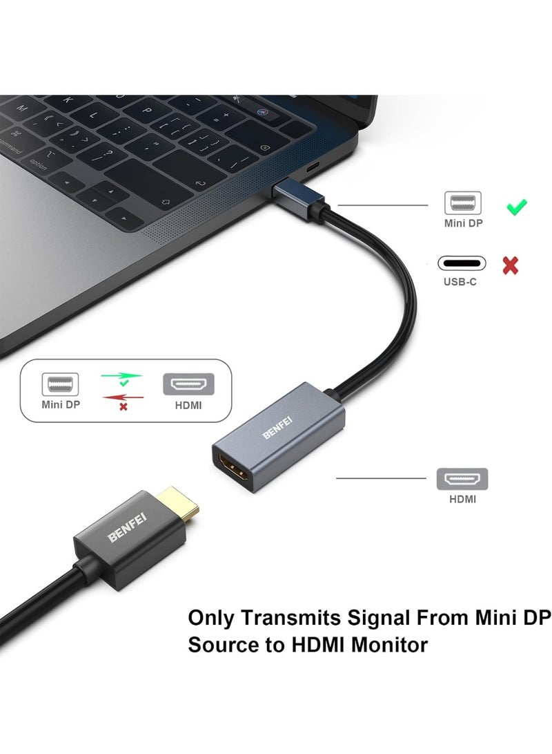 Benfei محول Mini DisplayPort إلى HDMI، محول BENFEI Thunderbolt 2 إلى HDMI متوافق مع MacBook Air/Pro، Microsoft Surface Pro/Dock، شاشة، جهاز عرض [موصلات مطلية بالذهب وقشرة من الألمنيوم] - Image 2