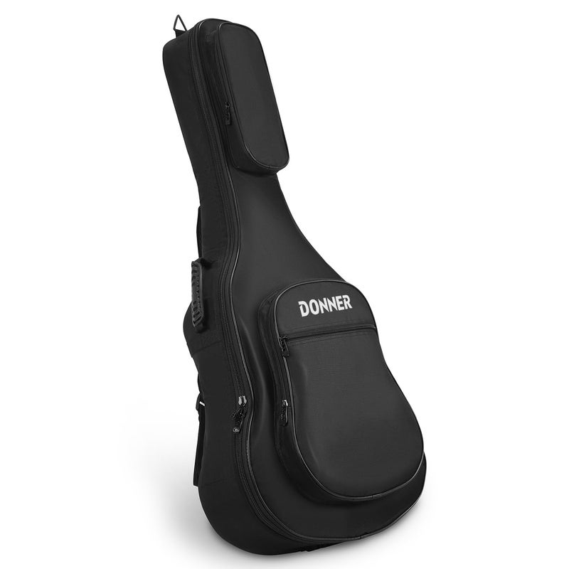 Donner 40 41 Inch Acoustic Guitar Case 04 Inch Thick Padding Sponge 600D Ripstop Waterproof Nylon Soft Guitar Gig Bag with 3 Pockets and Back Hanger Loop Black