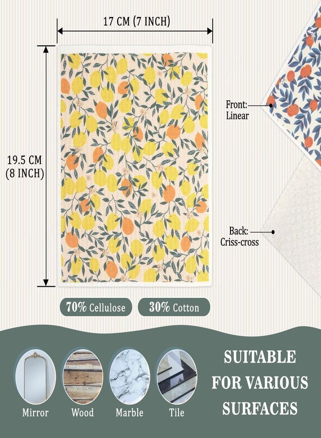 YoulerTex Swedish Dishcloths Dish Towels Set: 6 Packs Cellulose Sponge Cloths Eco-Friendly Reusable Cleaning Cloths for Kitchen Absorbent Reusable Paper Towels Dish Cloth Non-Scratch No Odor (Fruit Flower) - Image 4