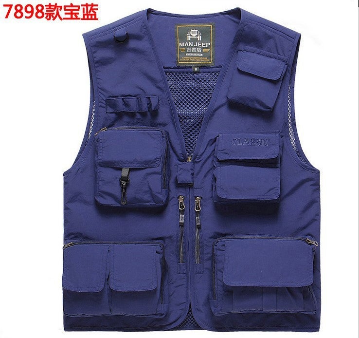 Summer New Mens Casual Outdoor Removable Multifunctional Multi-flap Pocket Pants Journalist Travel Photography Mesh Quick Dry Waistcoat Yinghuang - Image 3