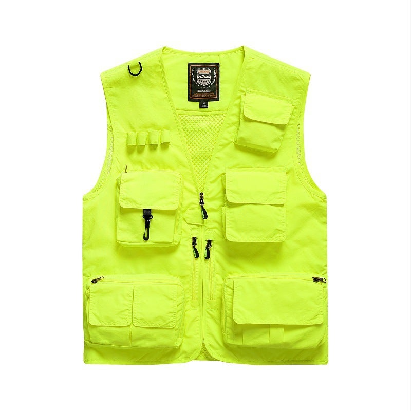 Summer New Mens Casual Outdoor Removable Multifunctional Multi-flap Pocket Pants Journalist Travel Photography Mesh Quick Dry Waistcoat Yinghuang - Image 1