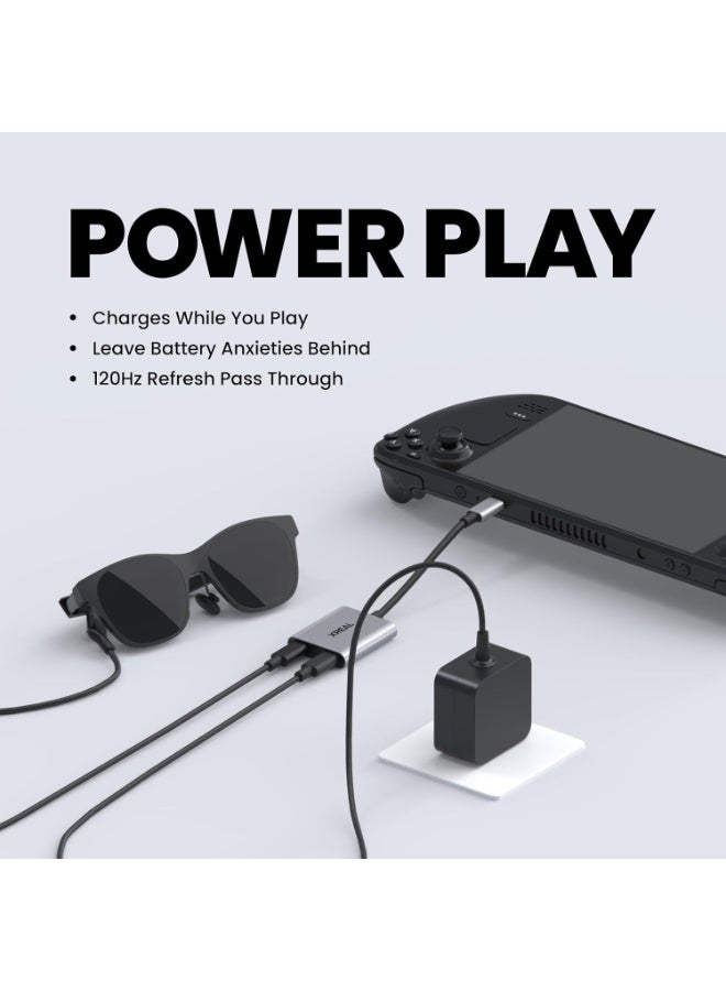 XREAL English title  XREAL Hub USB-C Power and Play Adapter, 45W Fast Charging, 120Hz Video Passthrough for XREAL AR Glasses, Steam Deck, ROG Ally, Nintendo Switch and USB-C Smartphones - Image 3