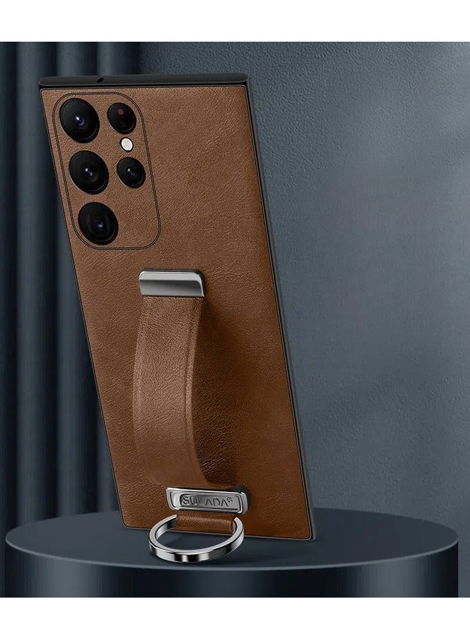 general Compatible with Samsung Galaxy S25 Ultra Case, Premium PU Leather Business Case with Wrist Strap Grip Holder hockproof Slim Case for Samsung Galaxy S25 Ultra 5G