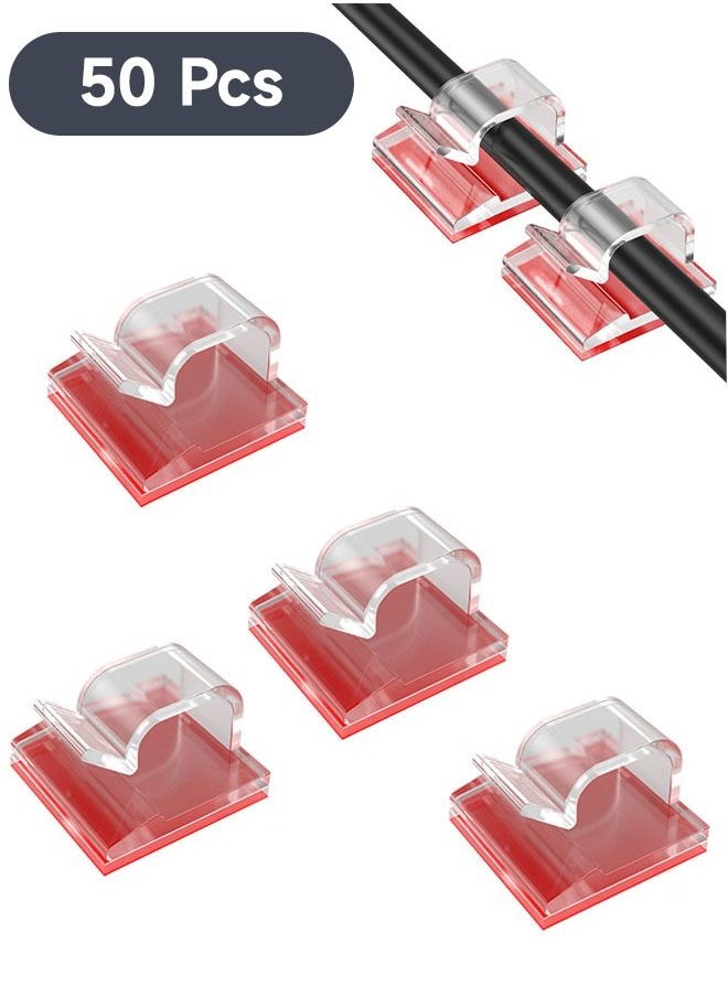 Ant 50-Piece Adhesive Cable Clips, Outdoor Light Wire Clips Adhesive Cable Hooks Cord Clips Wire Organizer, Wall Cable Management for TV Laptop Desktop Home Office  - Image 1