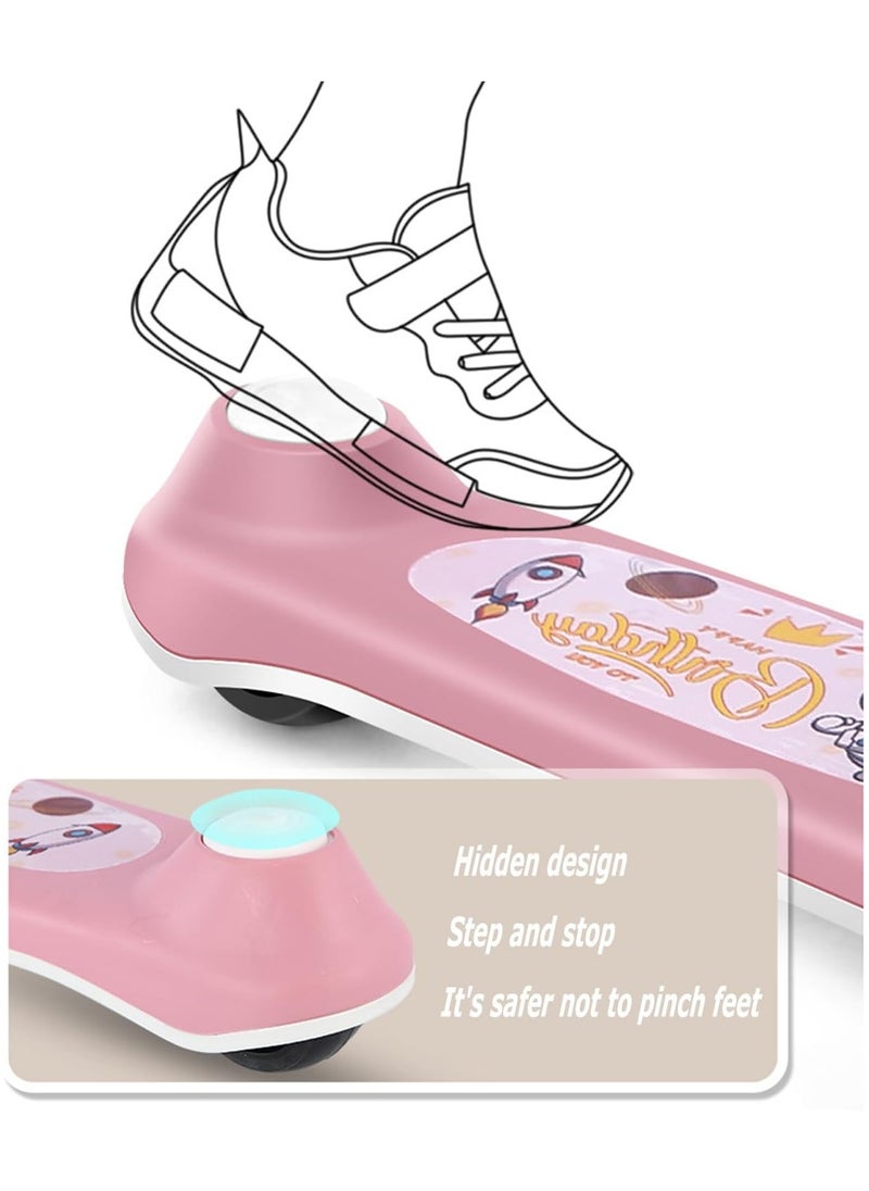 Jorunb - Skate Scooter for Kids 3 Wheel Kids Scooter with 4 Height Adjustable Handle Baby Scooter with LED PU Wheels Smart Kick Foldable Scooter for Baby Scooter for Kids 3 to 8 Years Boy Girl Pink - Image 1