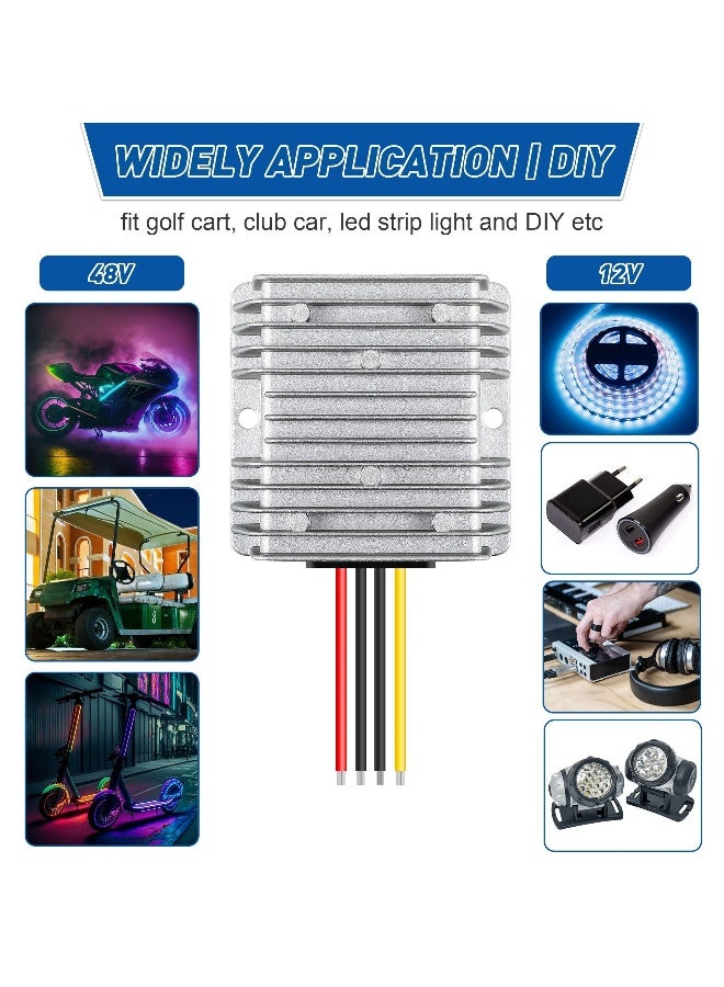 محول الجهد لسيارة الغولف (قطعتان) ، 10A 120w DC إلى DC محول خافض للجهد ، محول جهد 48V 36V إلى 12V ، محول خافض للجهد مقاوم للماء ، لسيارات الغولف ومكبرات الصوت وإضاءة شريط LED  - Image 1