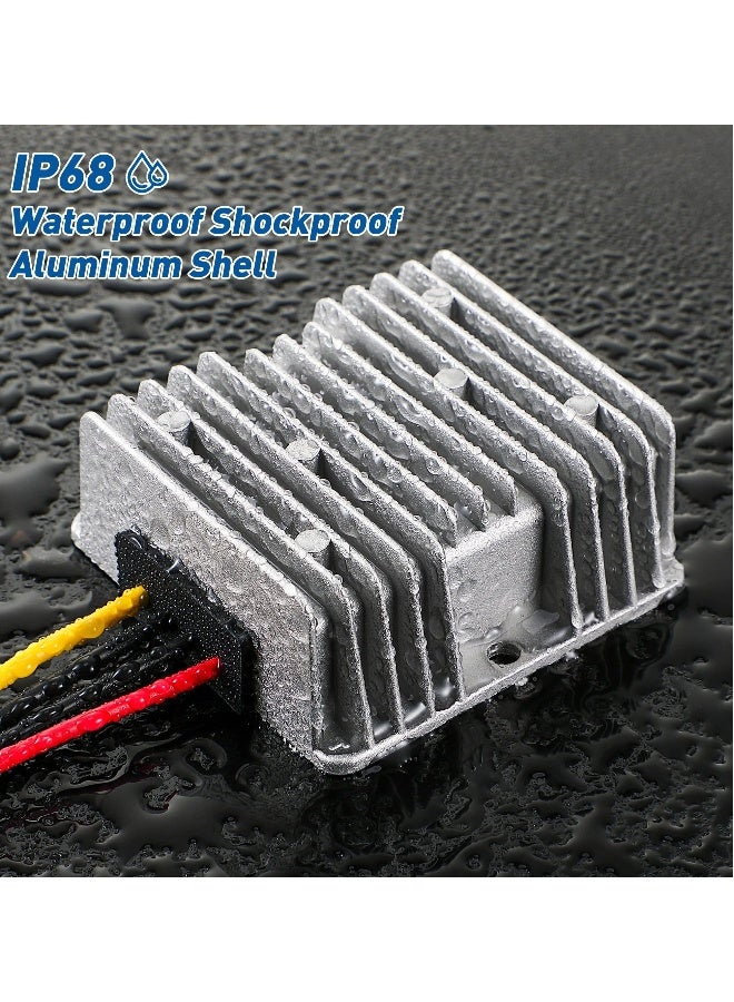 محول الجهد لسيارة الغولف (قطعتان) ، 10A 120w DC إلى DC محول خافض للجهد ، محول جهد 48V 36V إلى 12V ، محول خافض للجهد مقاوم للماء ، لسيارات الغولف ومكبرات الصوت وإضاءة شريط LED  - Image 2