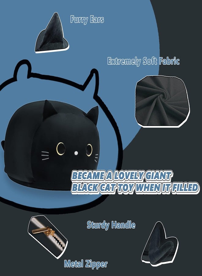 cuebear Stuffed Animal Storage Bean Bag Chair Cover for Kids Black Cat Beanbag Chair for Girls Large Size Toy Organizer Cover Only Without Filling - Image 3