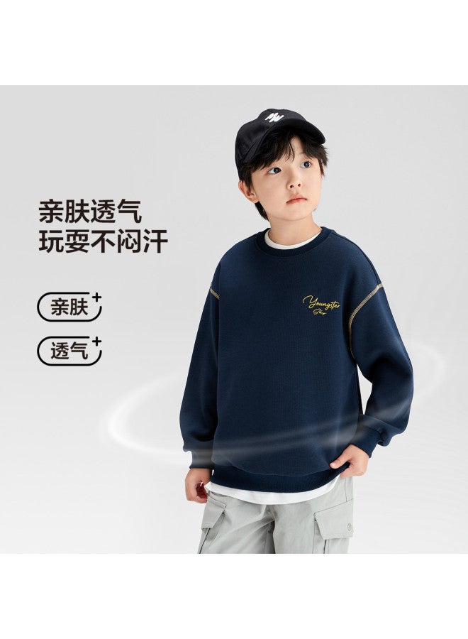 Zuoxi Boys' Hoodie Kids Round Neck Pullover Topstitch Top Autumn Clothing 2025 New Spring/fall Big Boys' Apparel - Image 3