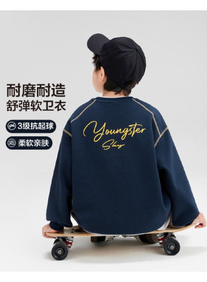 Zuoxi Boys' Hoodie Kids Round Neck Pullover Topstitch Top Autumn Clothing 2025 New Spring/fall Big Boys' Apparel - Image 1