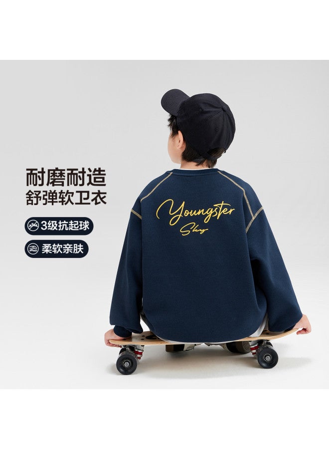 Zuoxi Boys' Hoodie Kids Round Neck Pullover Topstitch Top Autumn Clothing 2025 New Spring/fall Big Boys' Apparel - Image 2