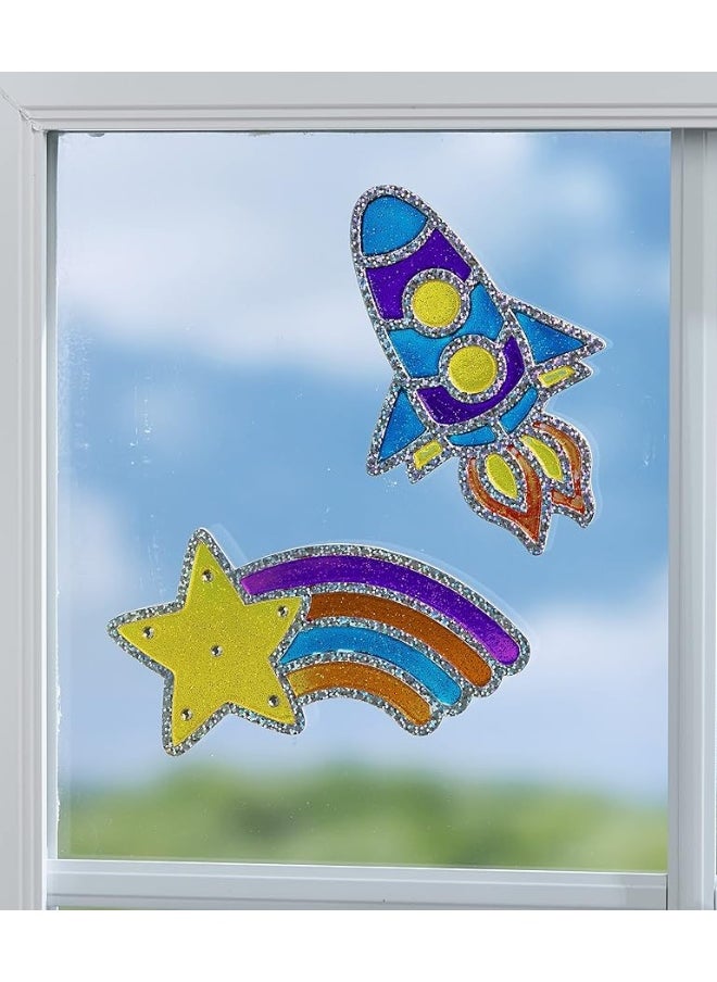 Creativity for Kids - Creativity for Kids Window Art Outer Space - Create Your Own Window Art, Suncatcher Kits for Kids, Space Toy Stocking Stuffers for Kids - Image 1