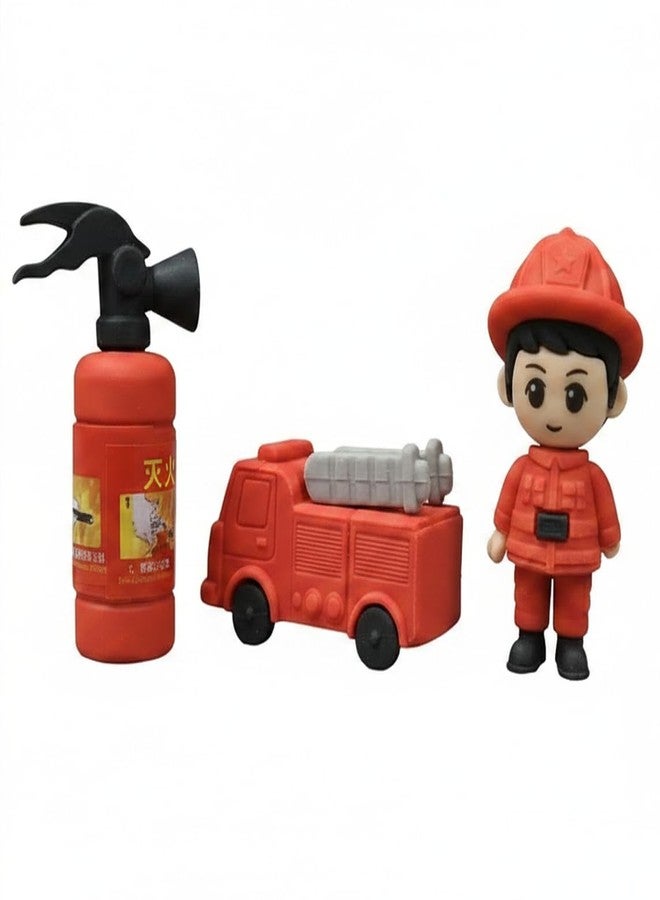 Blluex Premium 3D Puzzle Eraser Set for Kids – Themes (Fireman & Engine) – Non-Toxic Detachable Rubber for School, Art & Return Gifts (Fire Department (3 Piece)) - Image 1