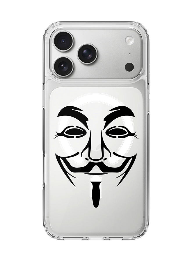 Stylizedd Classic Clear MagSafe Case for iPhone 17 Pro Max , Hybrid Soft Case Flexible Edges Anti Drop TPU PC Gel Thin Transparent Cover [ Designed for iPhone 17 Pro Max ] - Vendetta Mask