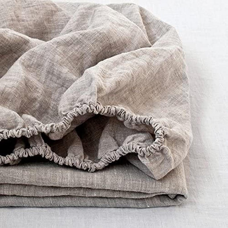 King Linens 100 Linen Fitted Sheet Stone Washed Solid Color  1 Piece 14 inch Deep Pocket Mattress Cover Soft Natural Breathable Farmhouse  Linen King Size