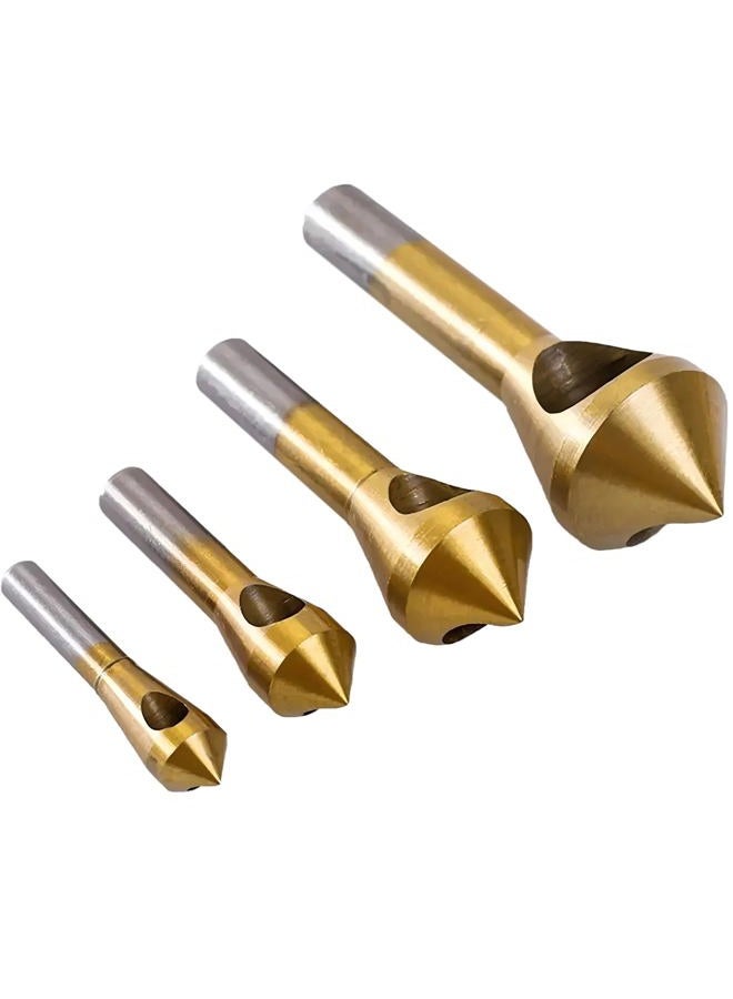 KEWAYO Titanium Countersink Bits - 4Pc 90° Set for Wood/Metal - Image 1