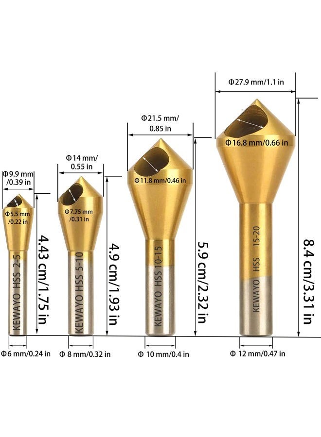 KEWAYO Titanium Countersink Bits - 4Pc 90° Set for Wood/Metal - Image 3