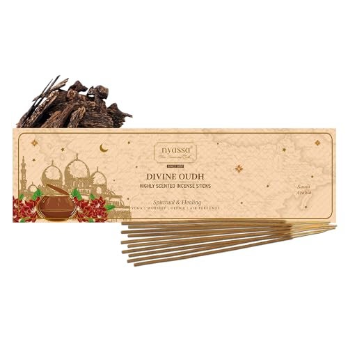 NYASSA Highly Scented Divine Oud Agarbatti/Incense Sticks - 50g, Oudh Fragrance, Charcoal-Free Agarbatti for Pooja, Meditation, Home Freshness & Positive, Energy, Perfect for Special Occasions - Image 1