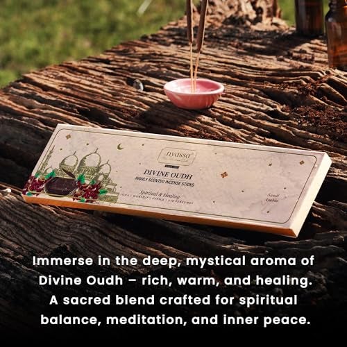 NYASSA Highly Scented Divine Oud Agarbatti/Incense Sticks - 50g, Oudh Fragrance, Charcoal-Free Agarbatti for Pooja, Meditation, Home Freshness & Positive, Energy, Perfect for Special Occasions - Image 2