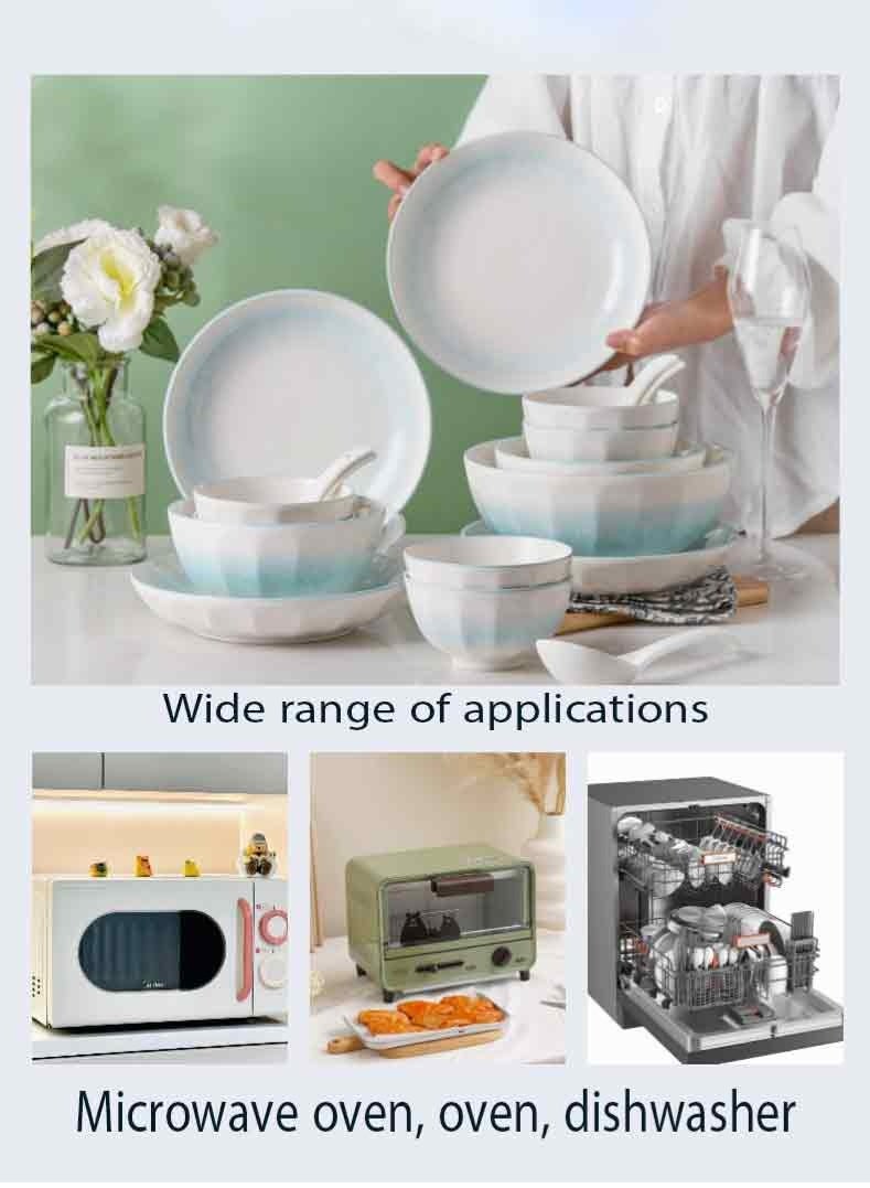 موندا طقم أدوات مائدة من البورسلين عالي الجودة، مكون من 22 قطعة، يتضمن 6 أوعية أرز، ووعائين نودلز، ووعاء حساء، و4 أطباق مستديرة، وصحنين، وملعقة حساء كبيرة، و6 ملاعق حساء صغيرة - Image 2