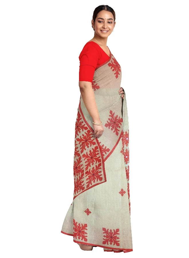 Parinita Sarees ساري كوتا بيج بتطريز للنساء