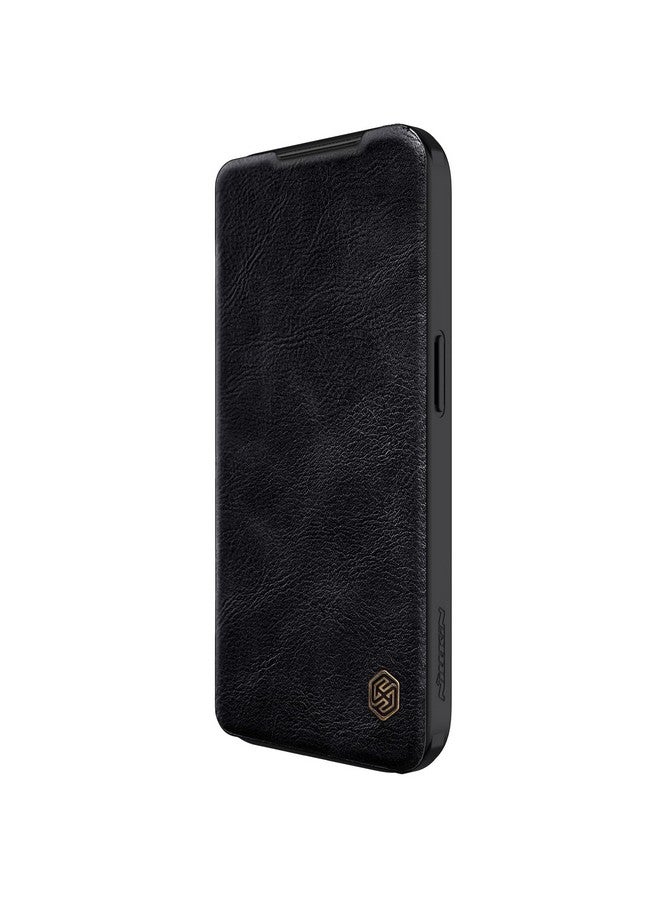 Nillkin Nillkin Case for Apple iPhone 15 Pro Max (6.7" Inch) Qin Pro Camshield Camera Slider Genuine Classic Leather Flip Folio + Card Slot Black Color  - Image 5