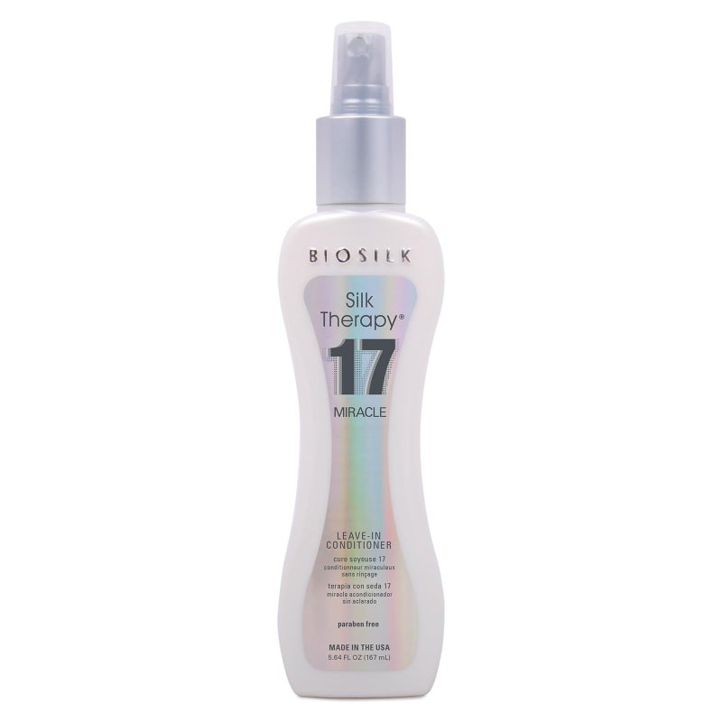 BIOSILK بلسم بيوسيلك للعناية بالشعر الحريري المعجزة 17، يعيد بناء ويصلح الشعر الجاف والتالف، خالي من الكبريتات والبارابين، وغير مختبر على الحيوانات، 5.64 أونصة - Image 1