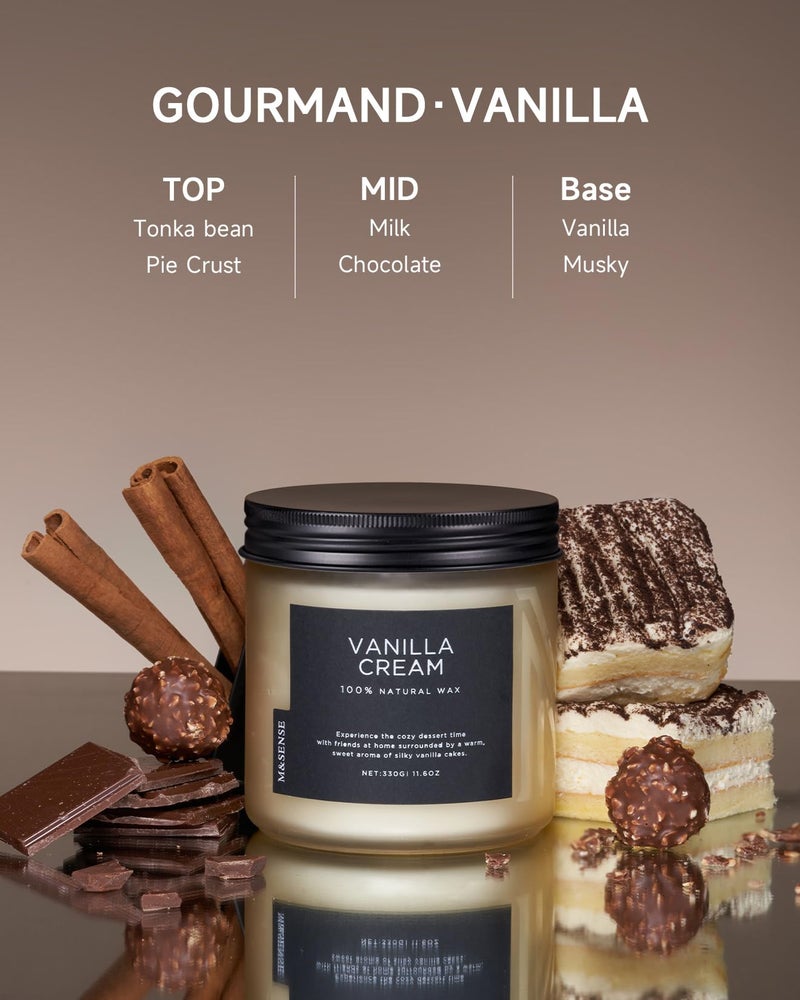 M&Sense Vanilla Soy Candles  Medium 2 Wick Jar Candle 11.6Oz  70 Hours Burning Time  100% Natural Organic Soy Wax  Relaxing Aromatherapy Scented Candle  Housewarming Gift For Women And Men - Image 2
