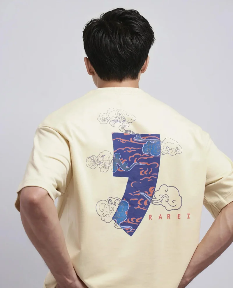 Rare Rabbit Men's Oversized Back Graphic Print T-Shirt