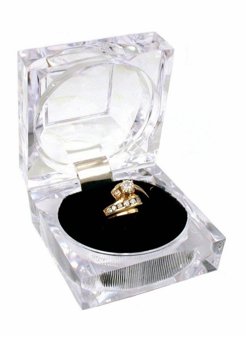 Excefore Clear Crystal Ring Gift Boxes, 12 pcs Earrings Jewelry Storage Box Acrylic Display Organizer Case for All Kinds of Ring Earrings Velvet Insert Black - Image 2