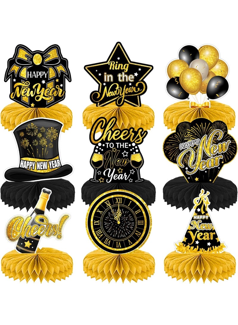 9 Pcs New Year's Eve Party Supplies Centerpiece Honeycomb For Table Decoration For New Year 2026